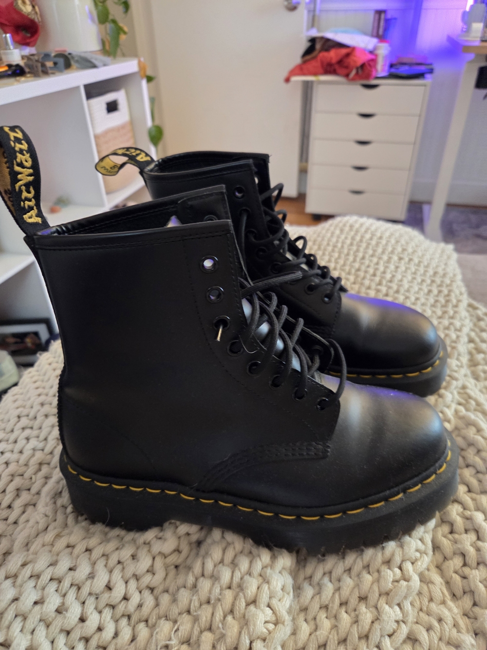 Dr. Martens Women's Black Leather 8-Eye Lace-Up Boots